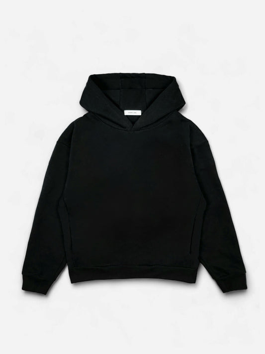 Boxy Oversized Tunnel Pocket Hoodie - Classic Black