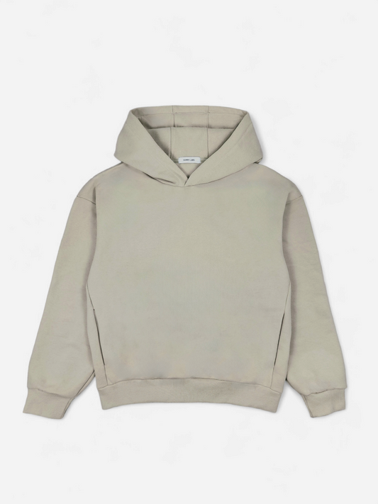 Boxy Oversized Tunnel Pocket Hoodie - Oatmeal Beige